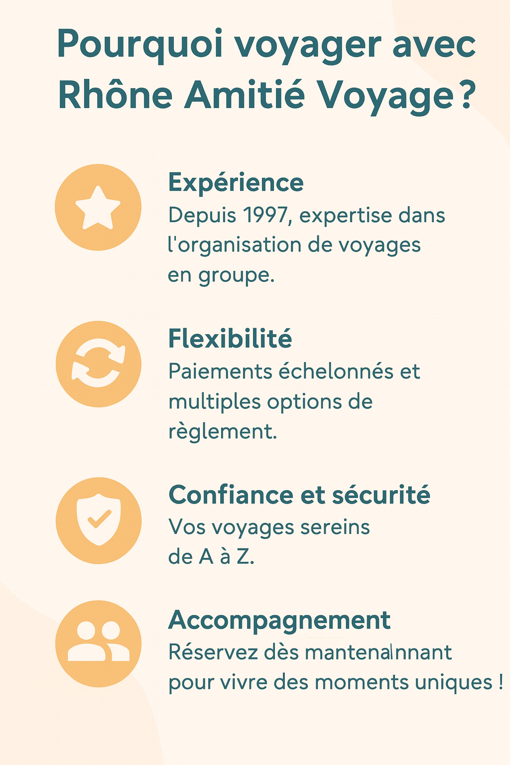 Pourquoi voyager avec Rhône Amitié Voyage